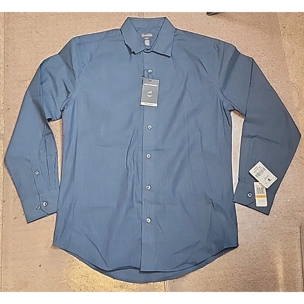 Van Heusen Mens Collared Dress Shirt Size S/P Blue Pinstripe Regular Fit NWT